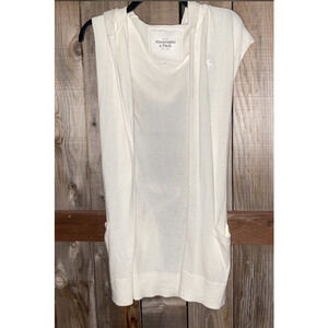 ABERCROMBIE‎ and fitch sleeveless hooded cream vest - sz medium